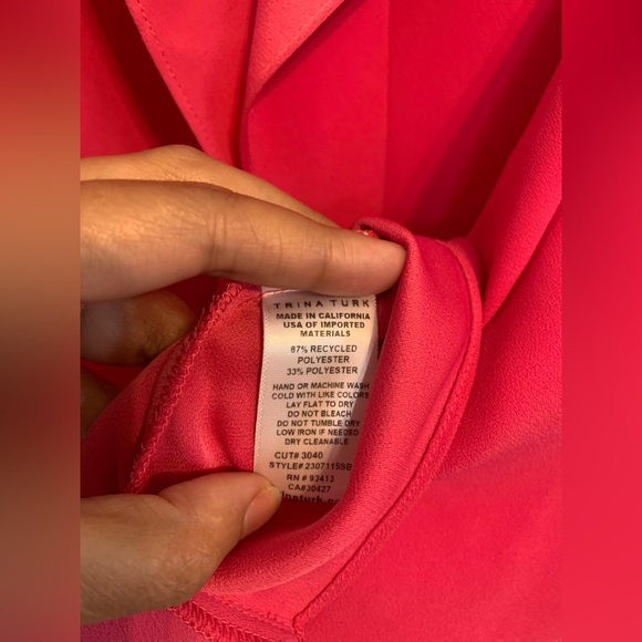 Trina Turk Womens Sz M Hot Pink Ponte Ruffle Spilt Sleeve - Picture 7 of 9